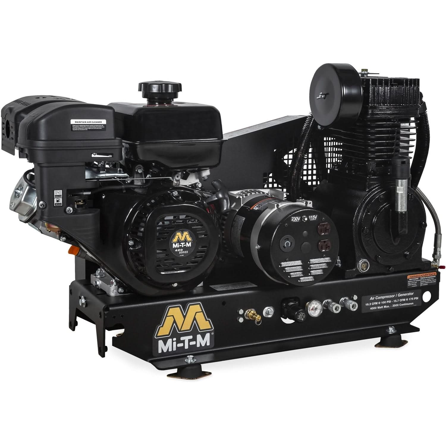 Mi-T-M AG2-SM14-B Base-Mount Two Stage Air Compressor/Generator Combination - Image 1