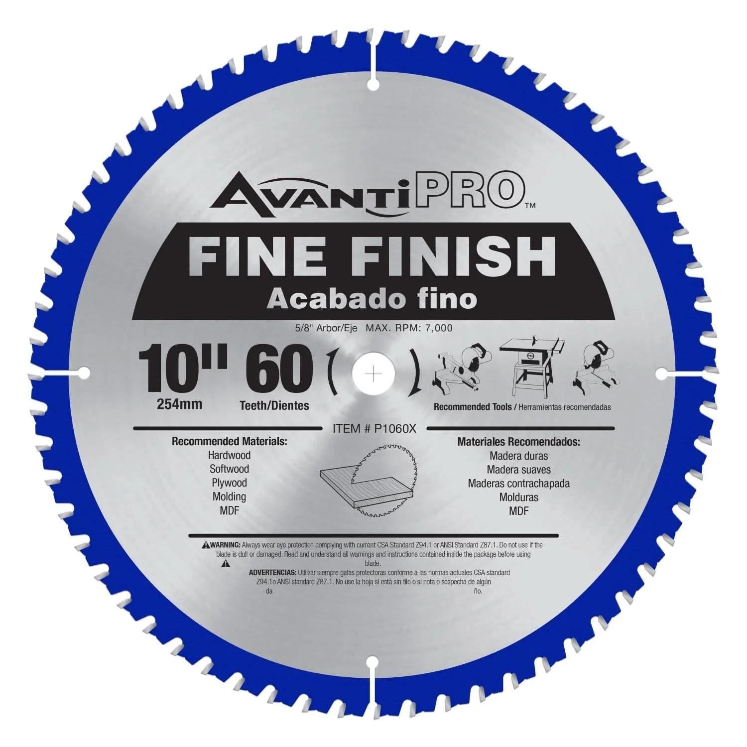 Avanti P1060X PRO 10 in. x 60-Tooth  Fine Finish Saw Blade