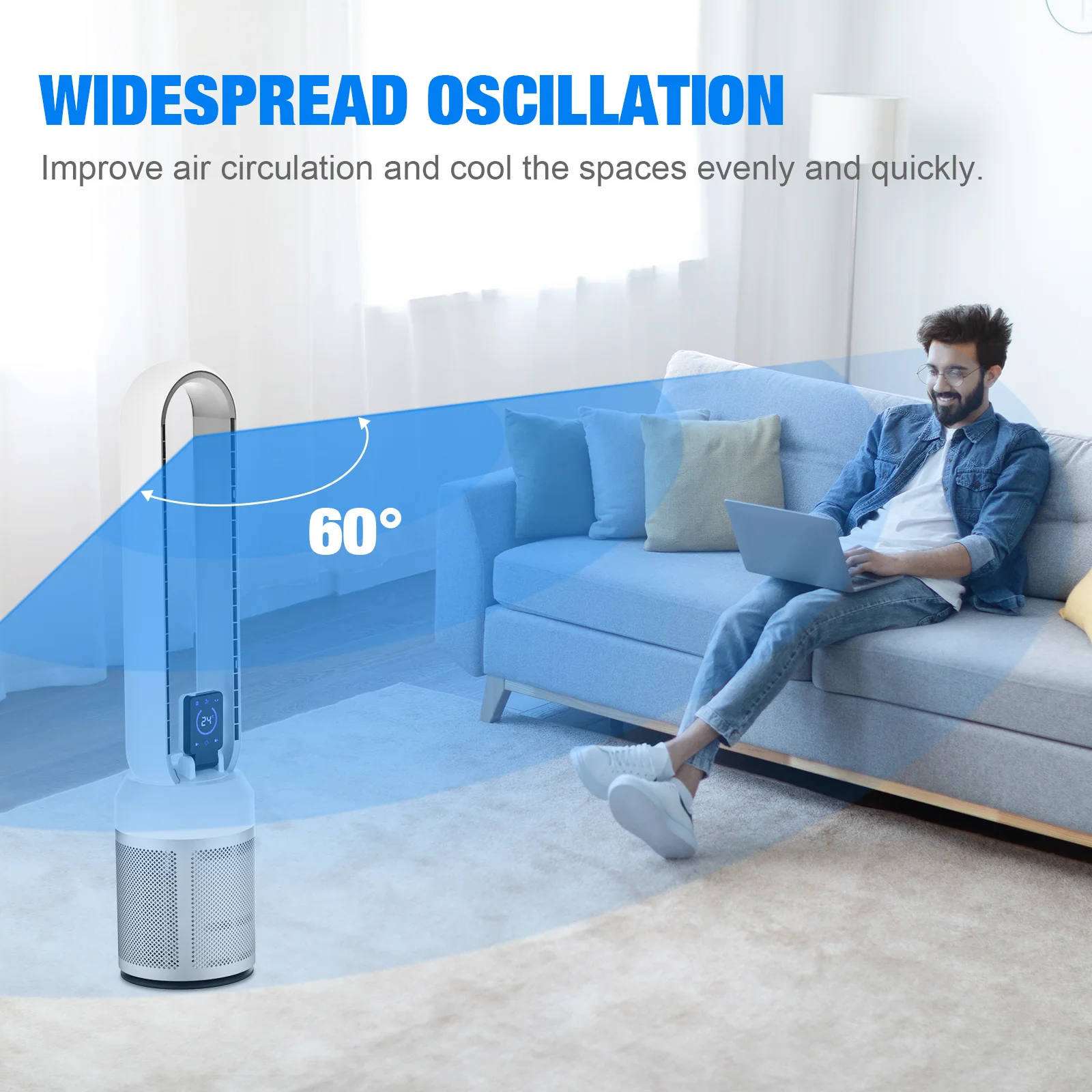 Advwin Electric Bladeless Fan with Touch Screen - Image 3