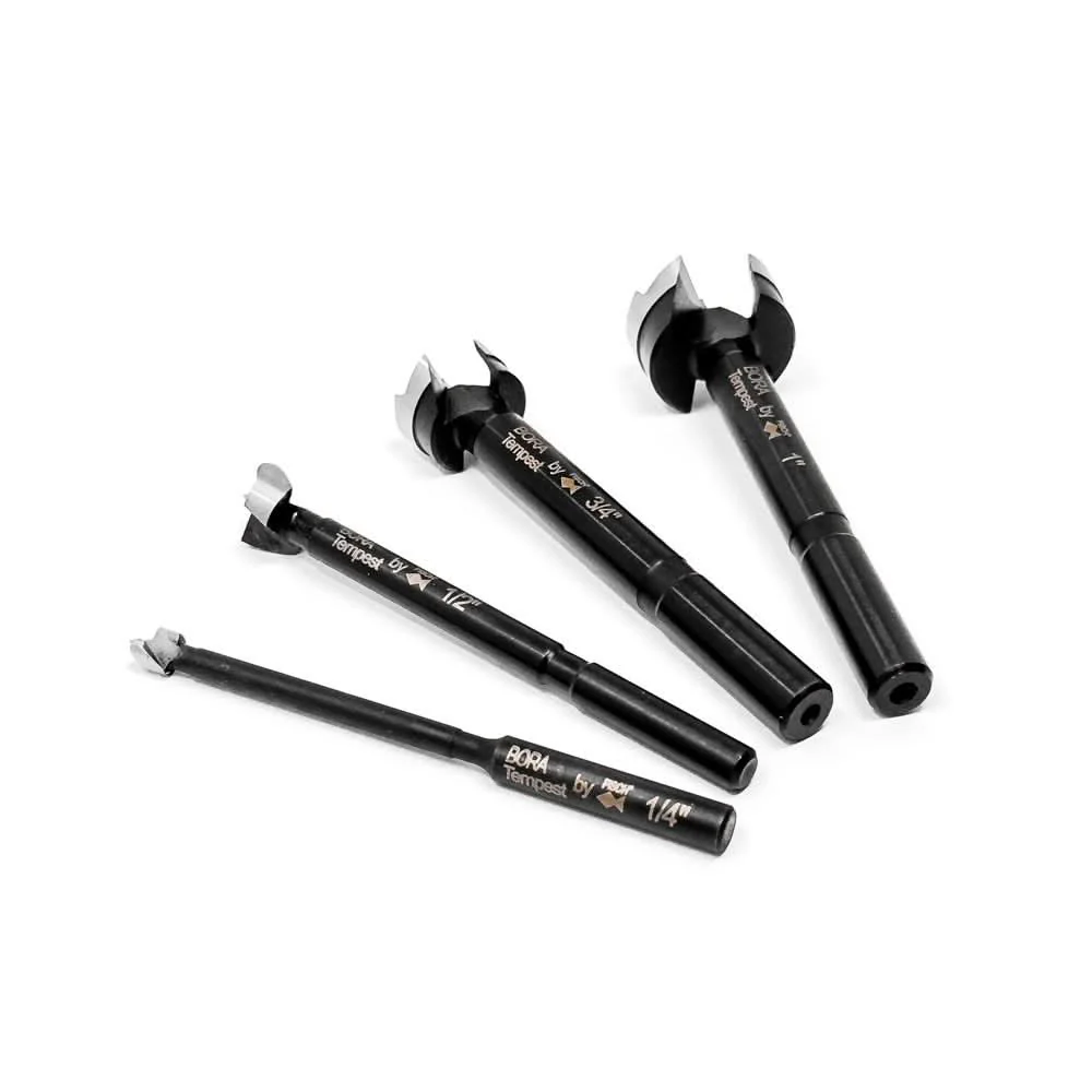 Bora BFB-009959 4-Piece Tempest Forstner Bit Set w/ Wood Box, 1/4″, 1/2″, 3/4″ & 1″