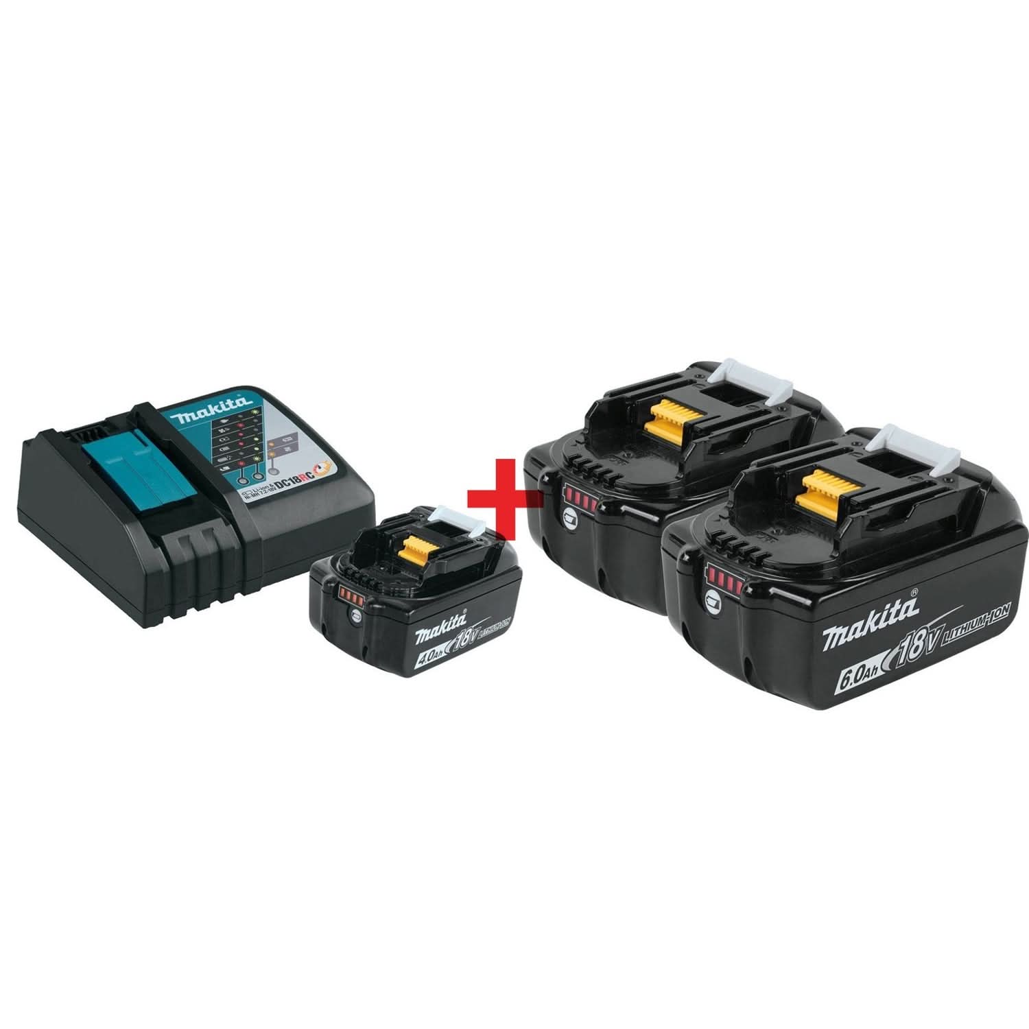 Makita 18V 4.0Ah Battery and Charger Starter Kit with 6.0Ah Battery 2-Pack - Image 1