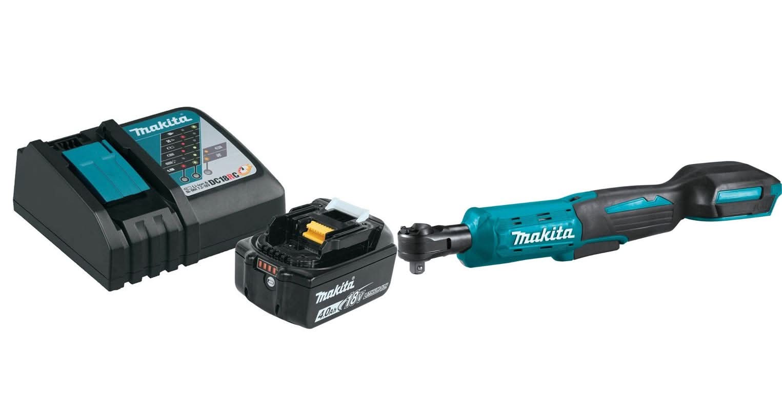 Makita 18V 4.0Ah Battery and Charger Starter Pack with 18V LXT Lithium-Ion Cordless 3/8-Inch / 1/4-Inch Sq. Drive Ratchet - Image 1