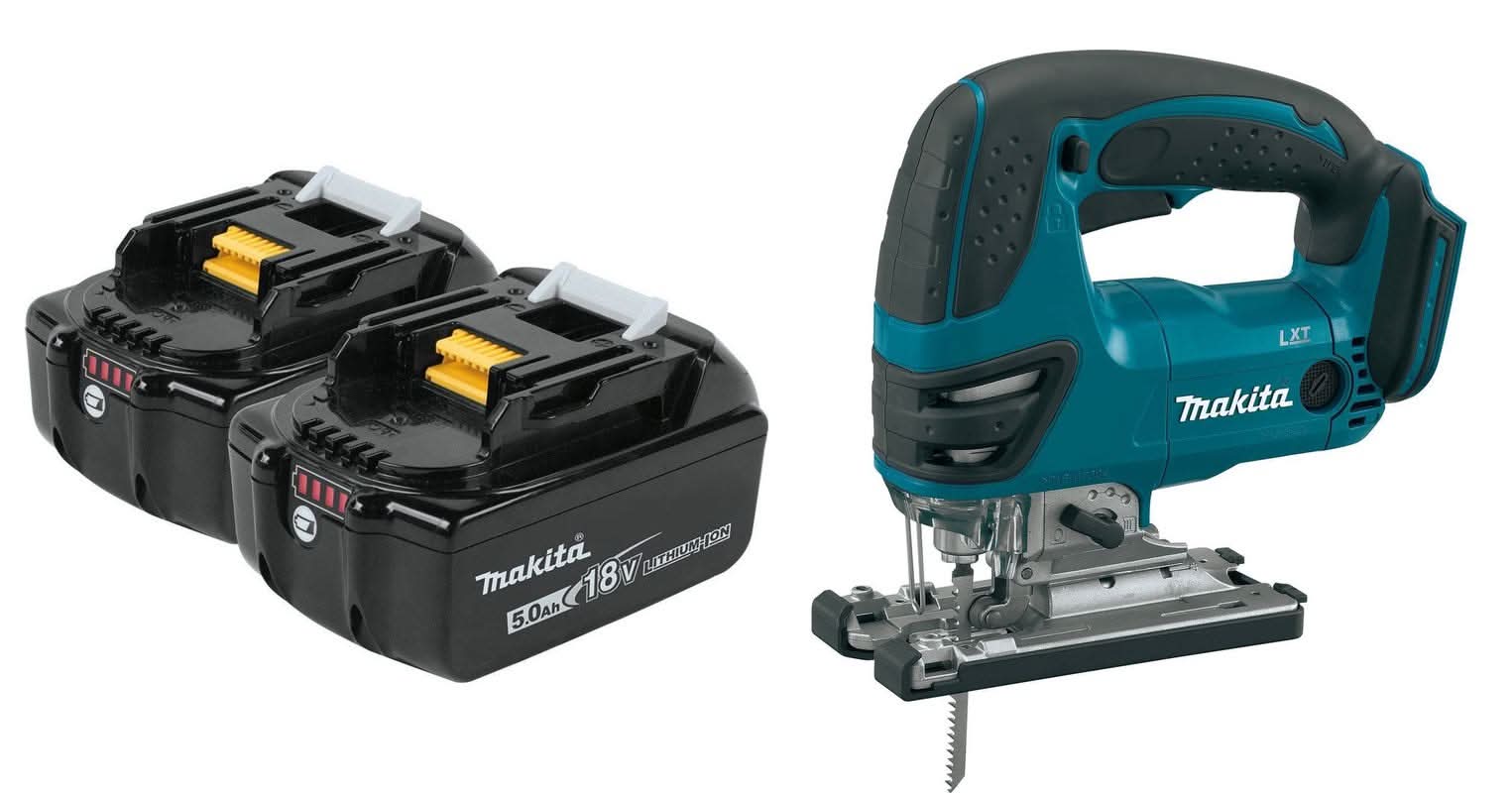 Makita 18V LXT 5.0Ah Batteries, 2-Pack with 18V LXT Cordless Jigsaw - Image 1