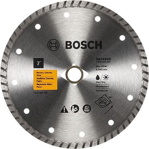 Bosch DB742SD 7-Inch Standard Turbo Rim Diamond Blade with DKO for Smooth Cuts - Image 1