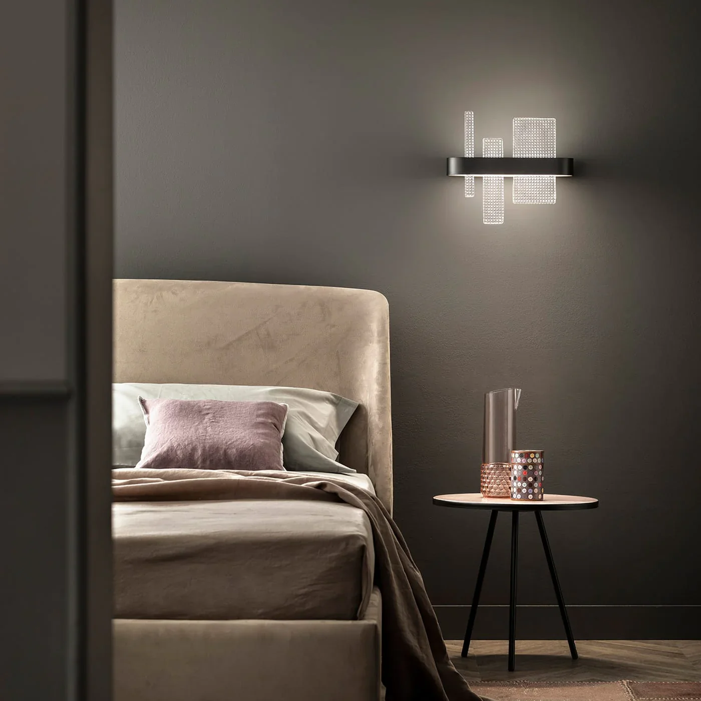 MASIERO | RIBBON BLACK METAL AND GLASS WALL SCONCE | $1,530.00 - Image 2