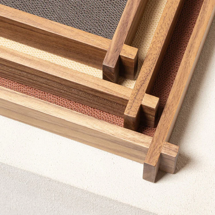 GIOBAGNARA | STRUCTURA LEATHER AND WOOD LONG RECTANGULAR TRAY SMALL #2 | $485.00 - Image 2