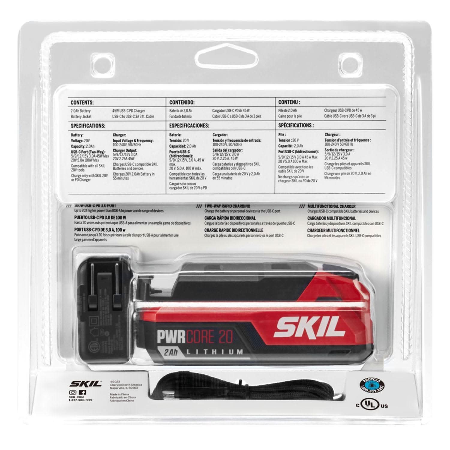 SKIL CB5100B-11 SKIL CB5100B-11 PWR CORE 20 2.0Ah 20V USB-C Battery and Charger Starter Kit - Image 3