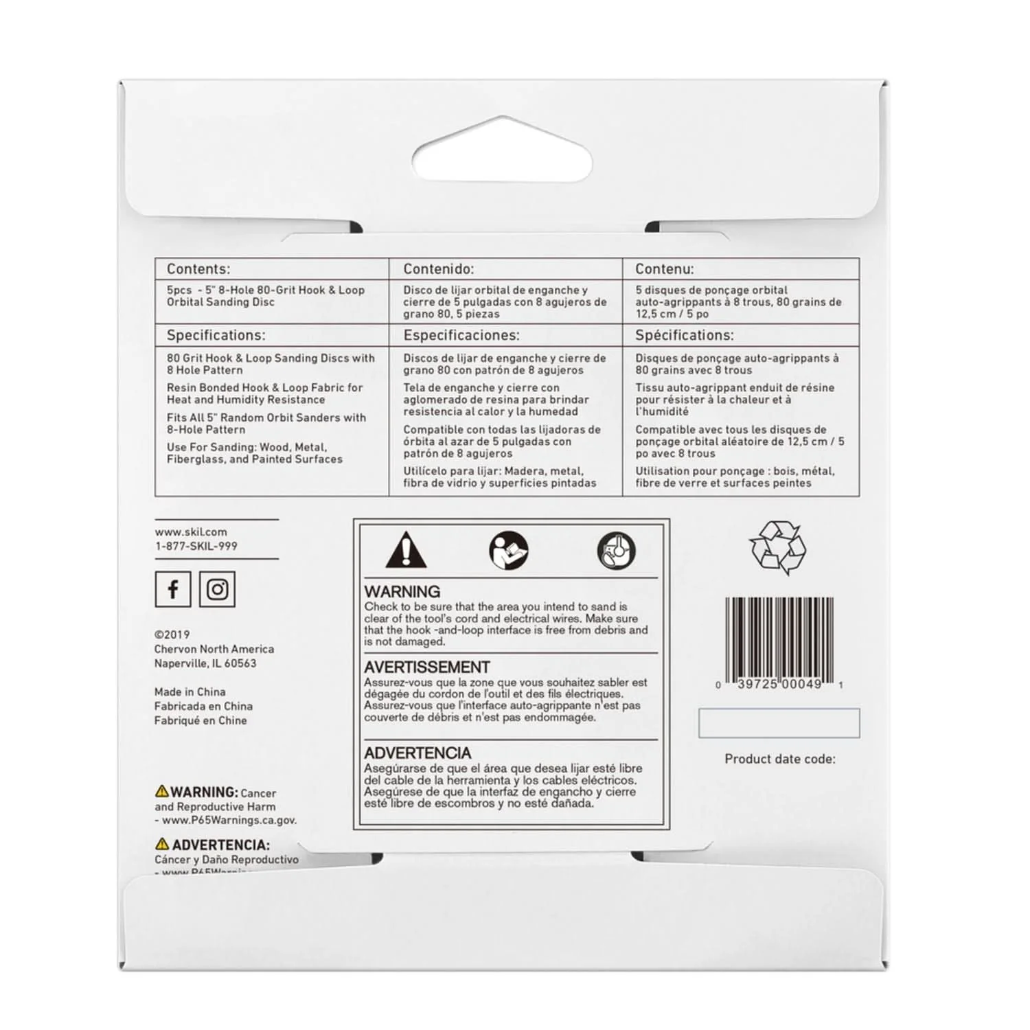 SKIL CDA9001 SKIL CDA9001 5 In. 8-Hole 80-Grit Orbital Sanding Disc - Image 3