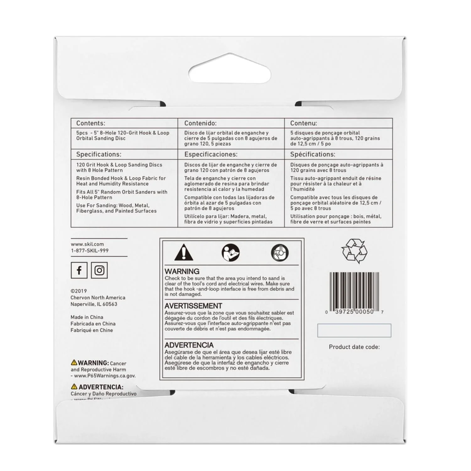 SKIL CDA9002 SKIL CDA9002 5 In. 8-Hole 120-Grit Orbital Sanding Disc - Image 3