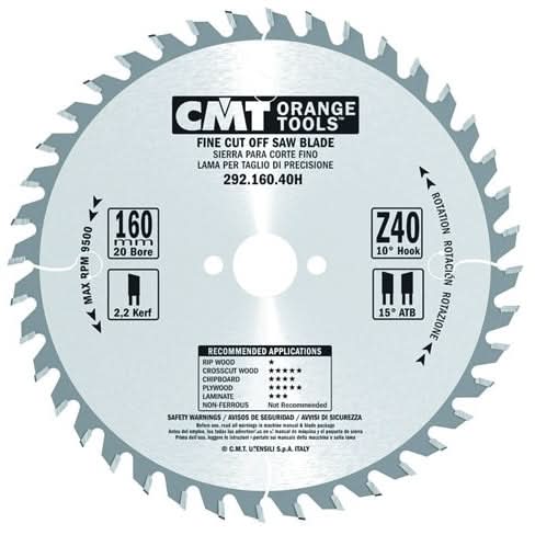 CMT 292.160.40H Fine Cut-Off Saw Blade 160mm (6-5/16-inch) x - Image 1
