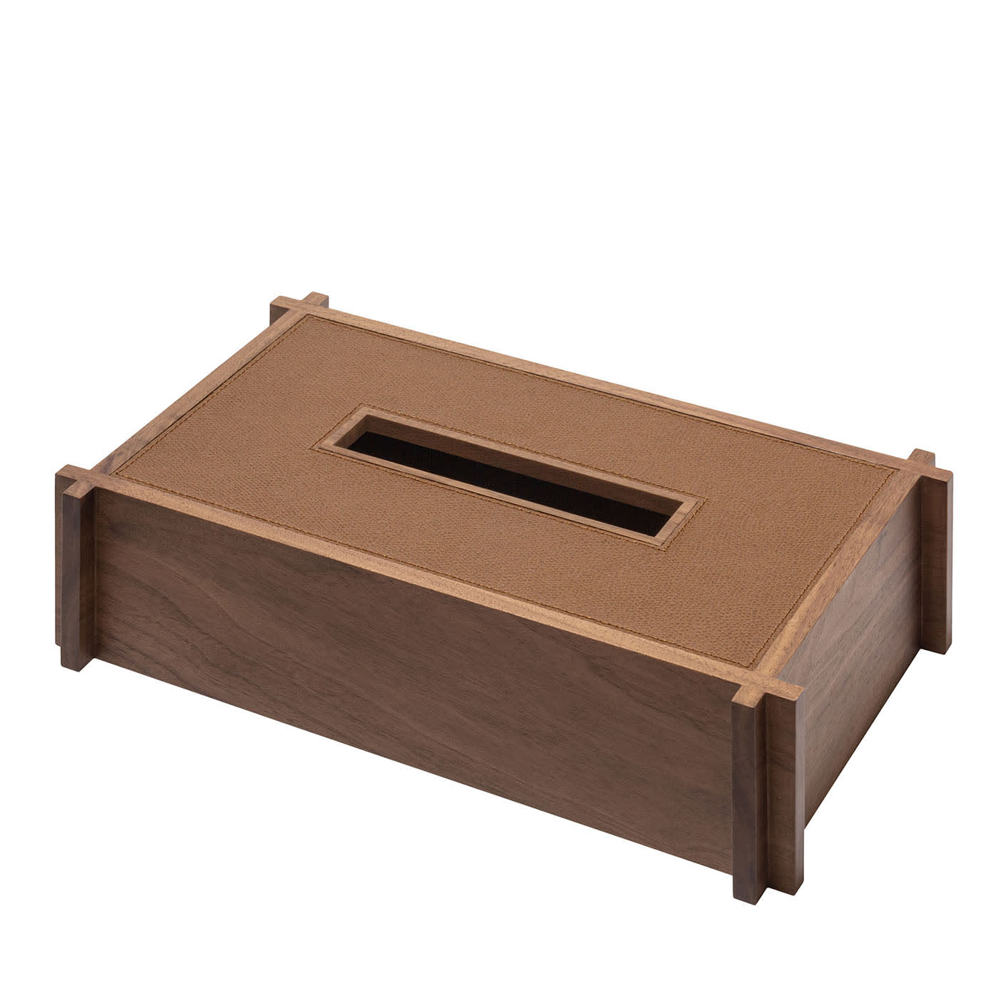 GIOBAGNARA | STRUCTURA LEATHER AND WOOD RECTANGULAR TISSUE HOLDER #1 | $800.00 - Image 1