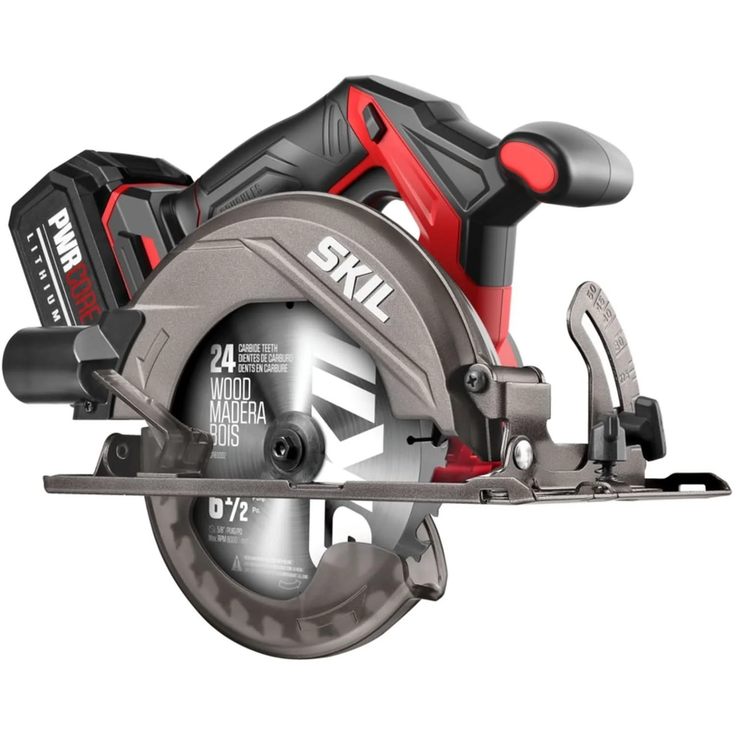SKIL CR5413-1A PWR CORE 20 Brushless 20V 6-1/2” Circular Saw Kit with 4.0 Ah Battery and Auto PWR JUMP Charger