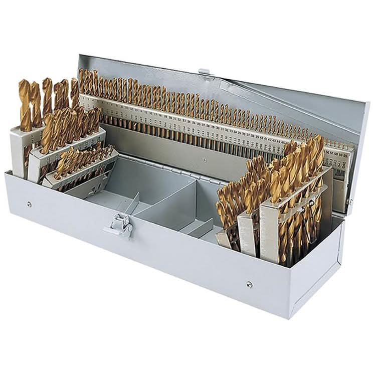 Shop Fox D1138 115 pc. TiN Coated HSS Drill Bit Set in Steel Index - Image 1