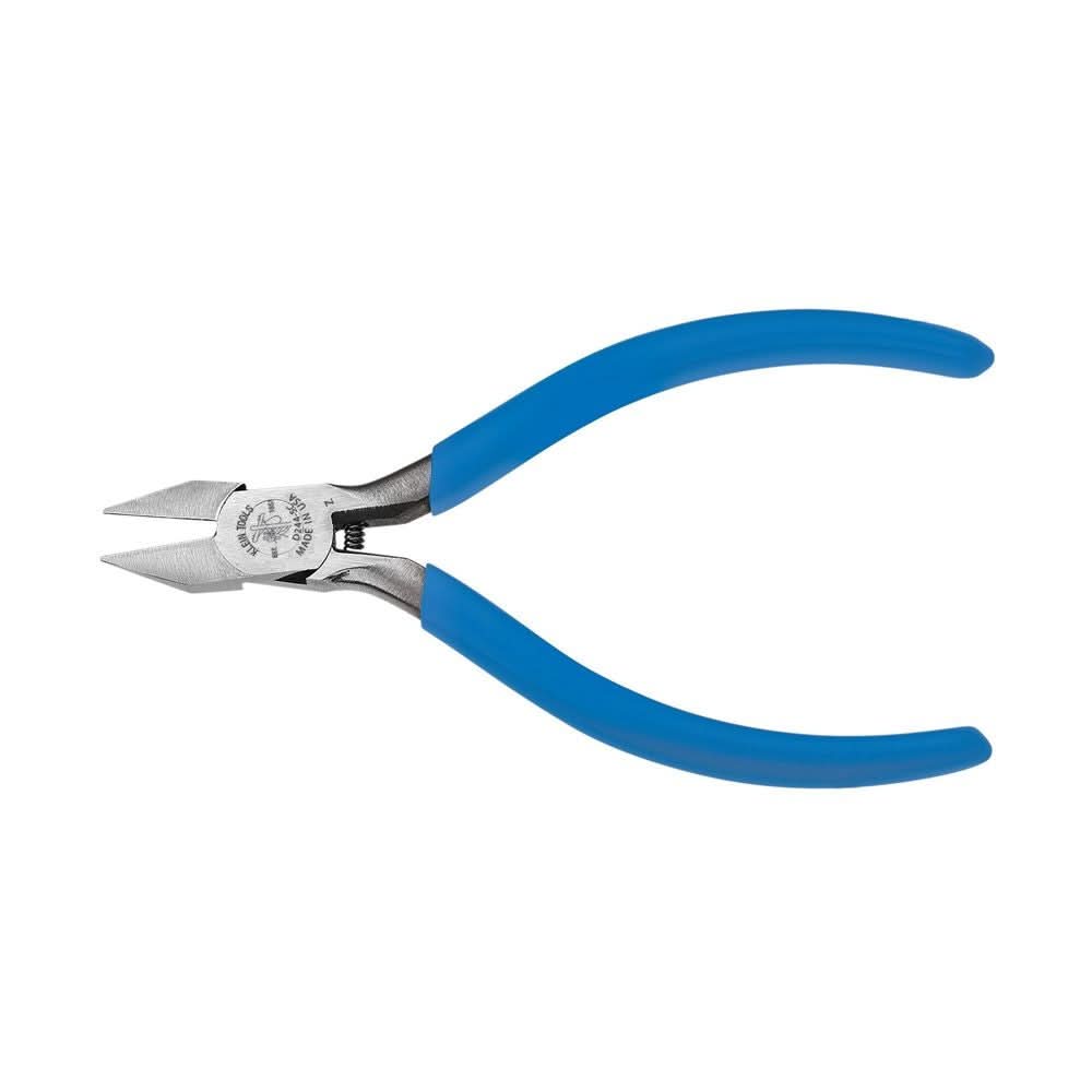 Klein Tools D244-5C Diagonal Cutting Pliers, Electronics, Pointed Nose, Narrow Jaw, 5-Inch - Image 1