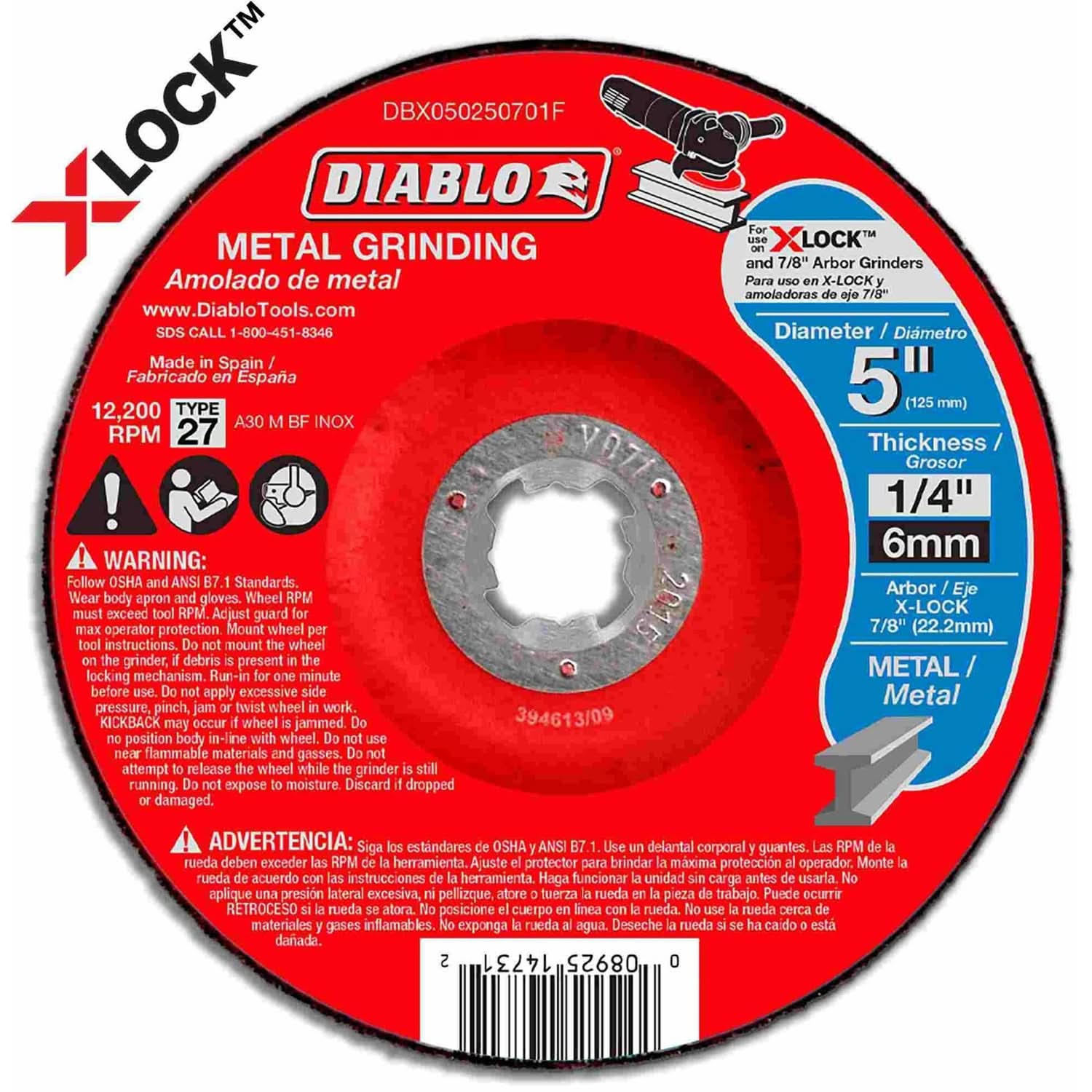 Diablo DBX050250701F 5 in.Type 27 Metal Grinding Disc for X-Lock and All Grinders (25-Pack) - Image 1