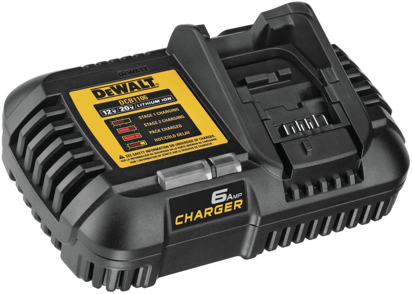DeWalt DCB1106 6-Amp Fast Charger for 12V/20V/FlexVOLT Batteries - Image 2