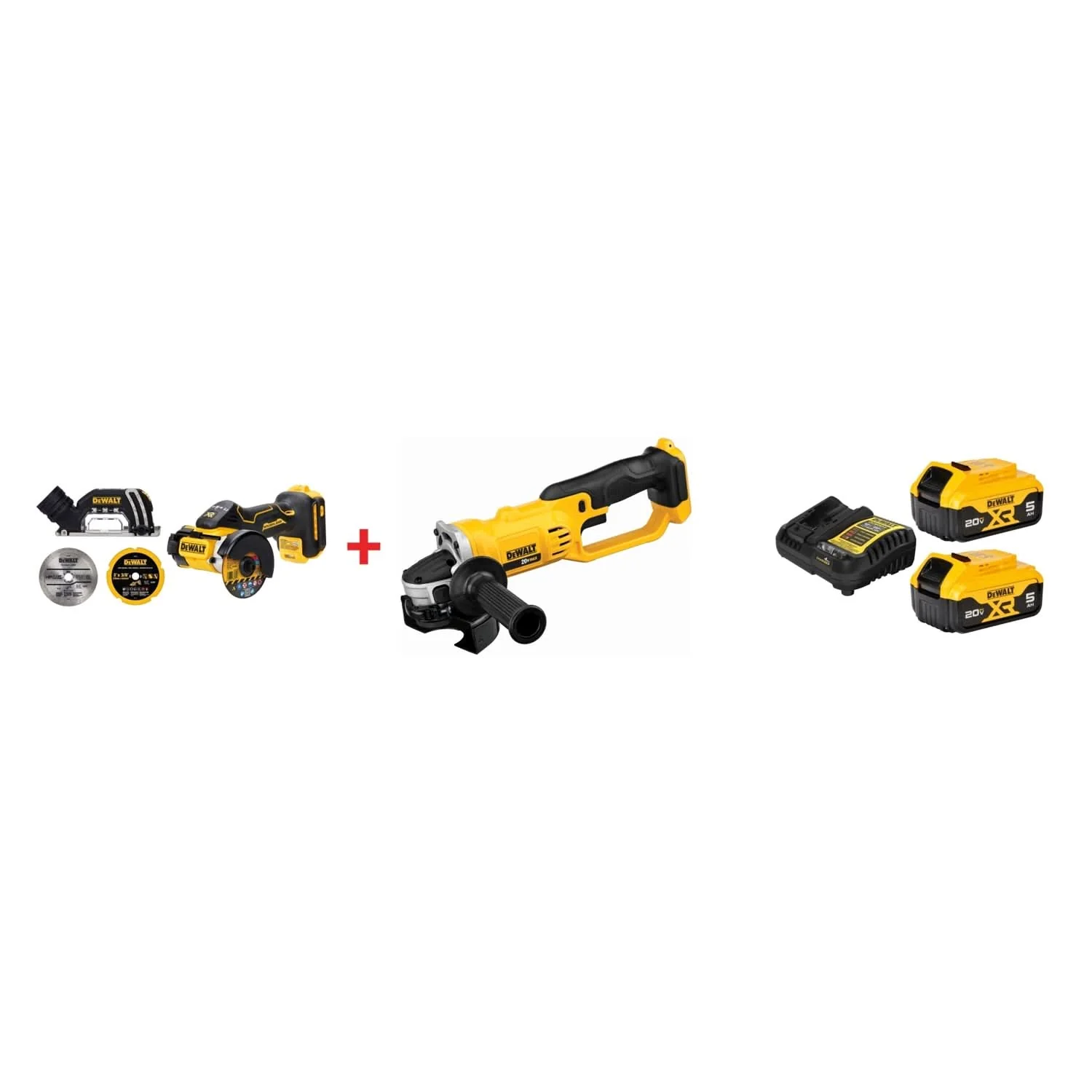DeWalt 20V MAX XR Brushless 3″ / 4-1/2″ Angle Grinder Set plus 20V MAX XR 5.0Ah Battery & Charger Starter Kit