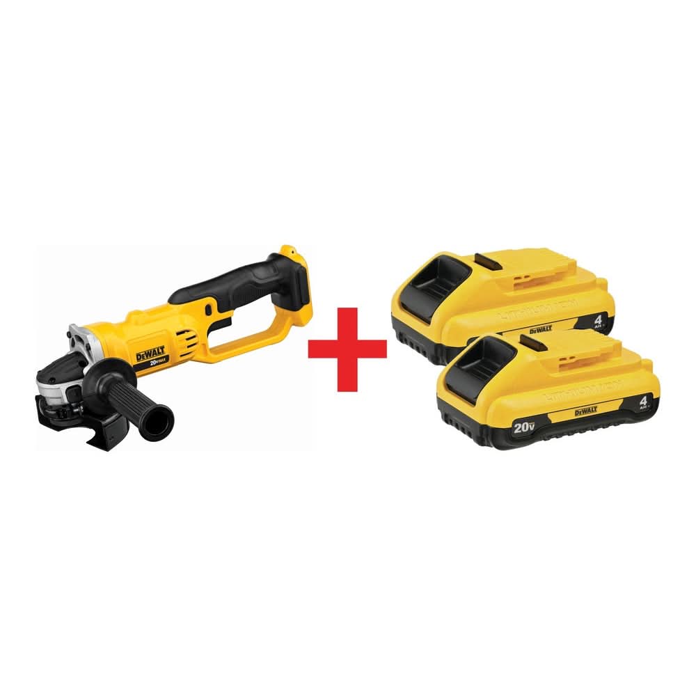 DeWalt 20V MAX 4-1/2″ Angle Grinder with 20V MAX 4.0Ah Compact Battery 2-Pack