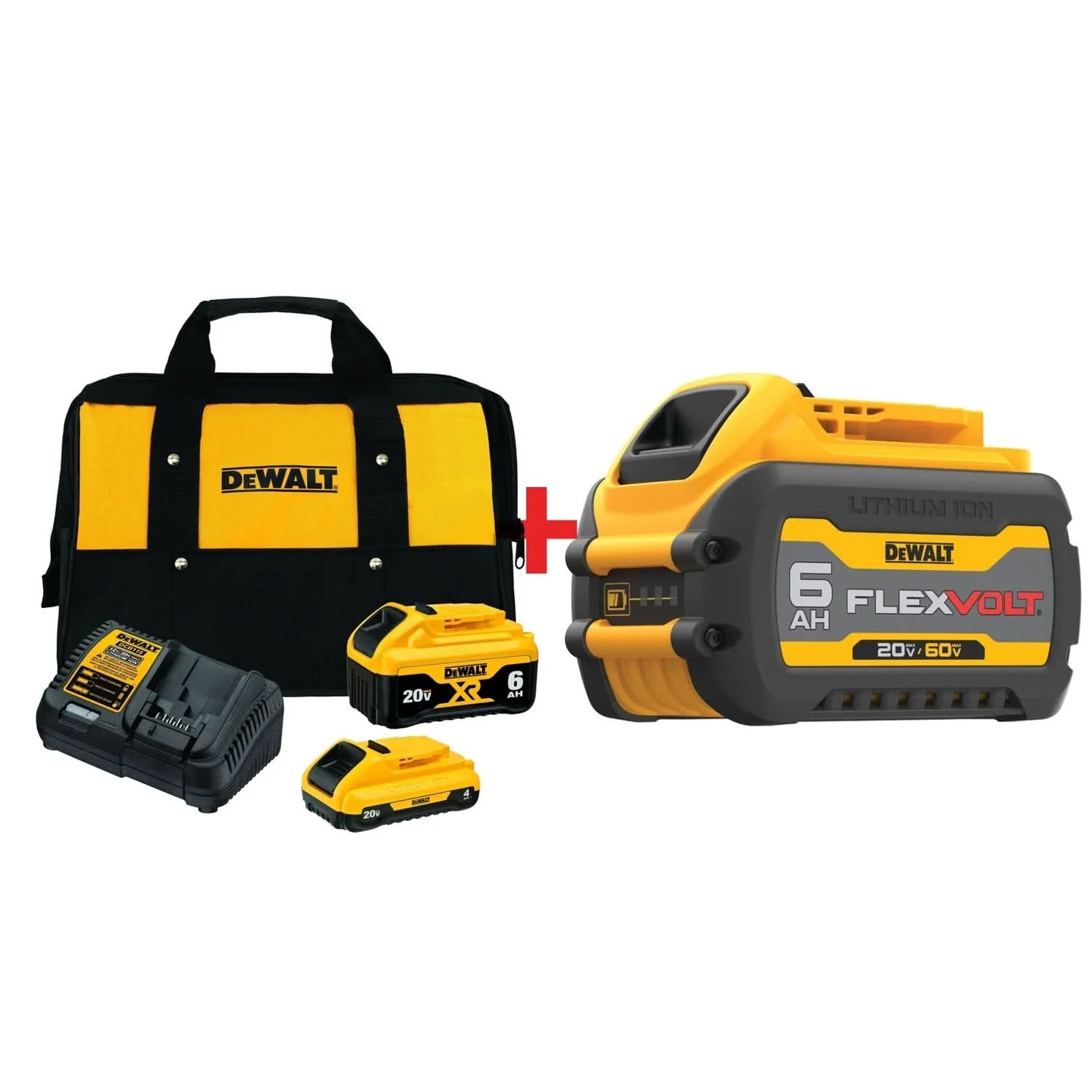 DeWalt 20V MAX XR 4.0Ah & 6.0Ah Starter Kit w/ 20V/60V MAX FLEXVOLT 6.0Ah Battery