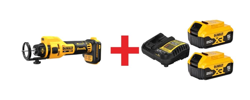DeWalt 20V MAX XR Brushless Drywall Cut-Out Tool with 20V MAX XR 5.0Ah Battery & Charger Starter Kit - Image 2