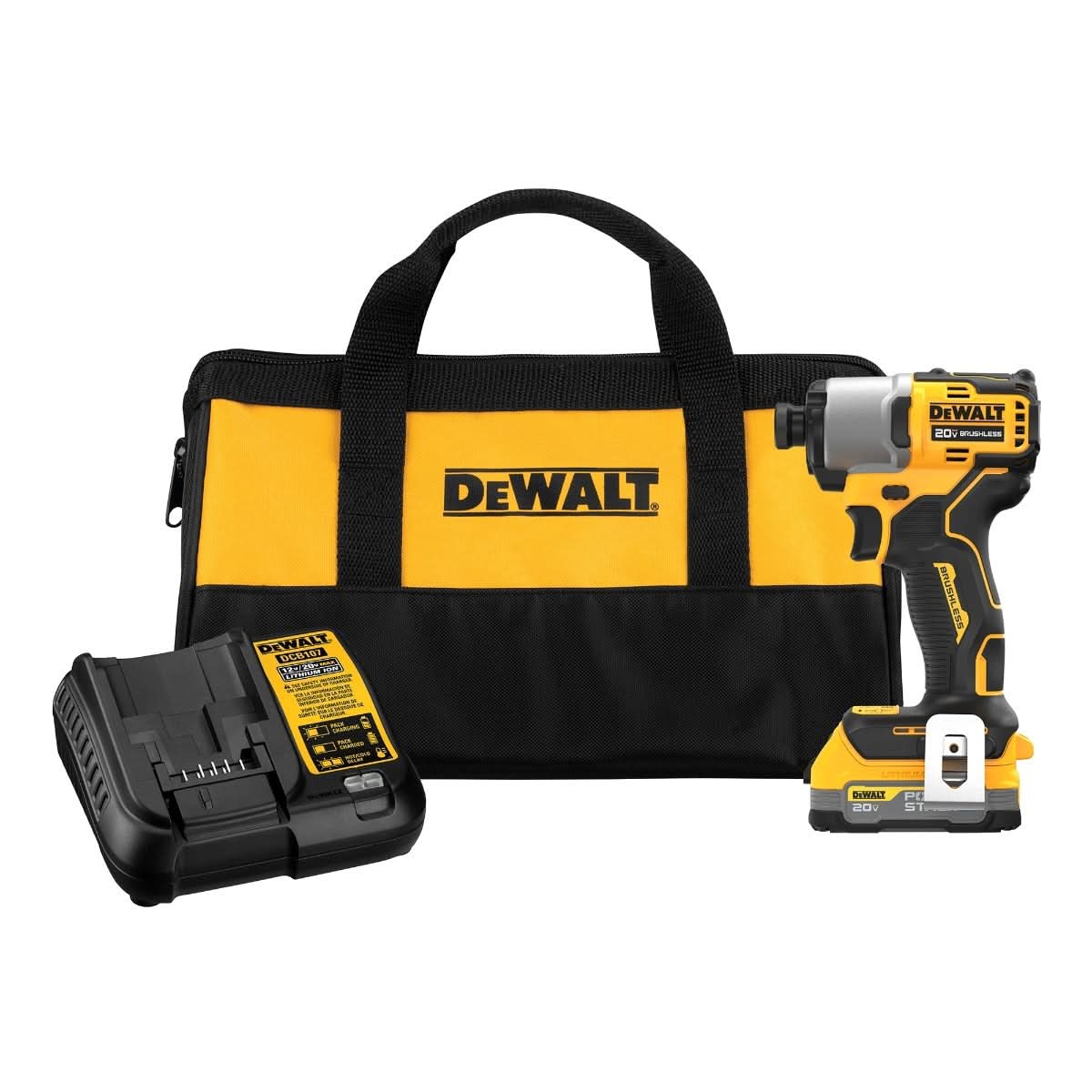DEWALT DCF840E1 20V MAX* Brushless 1/4 in. Impact Driver PowerStack Kit - Image 1