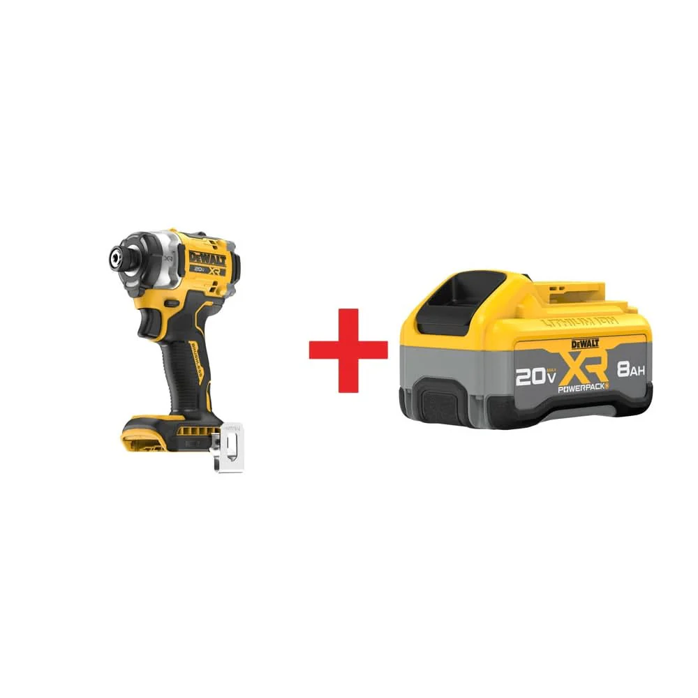 DeWalt 20V MAX XR Brushless 3-Speed High Torque 1/4 in. Impact Driver with 20V MAX XR POWERPACK 8.0Ah Battery - Image 1