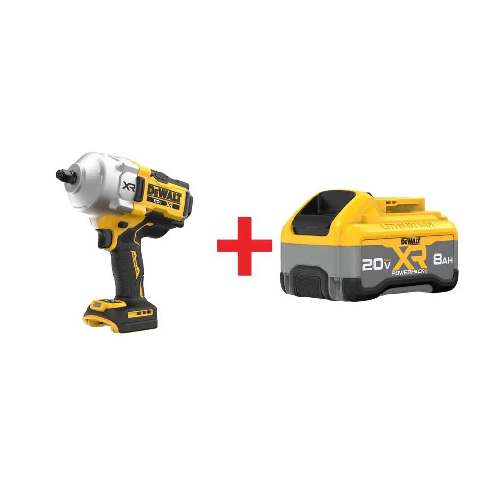 DeWalt 20V MAX XR Brushless 1/2 in. High-Torque Impact Wrench w/ Hog Ring Anvil POWERPACK 8.0Ah Kit - Image 1