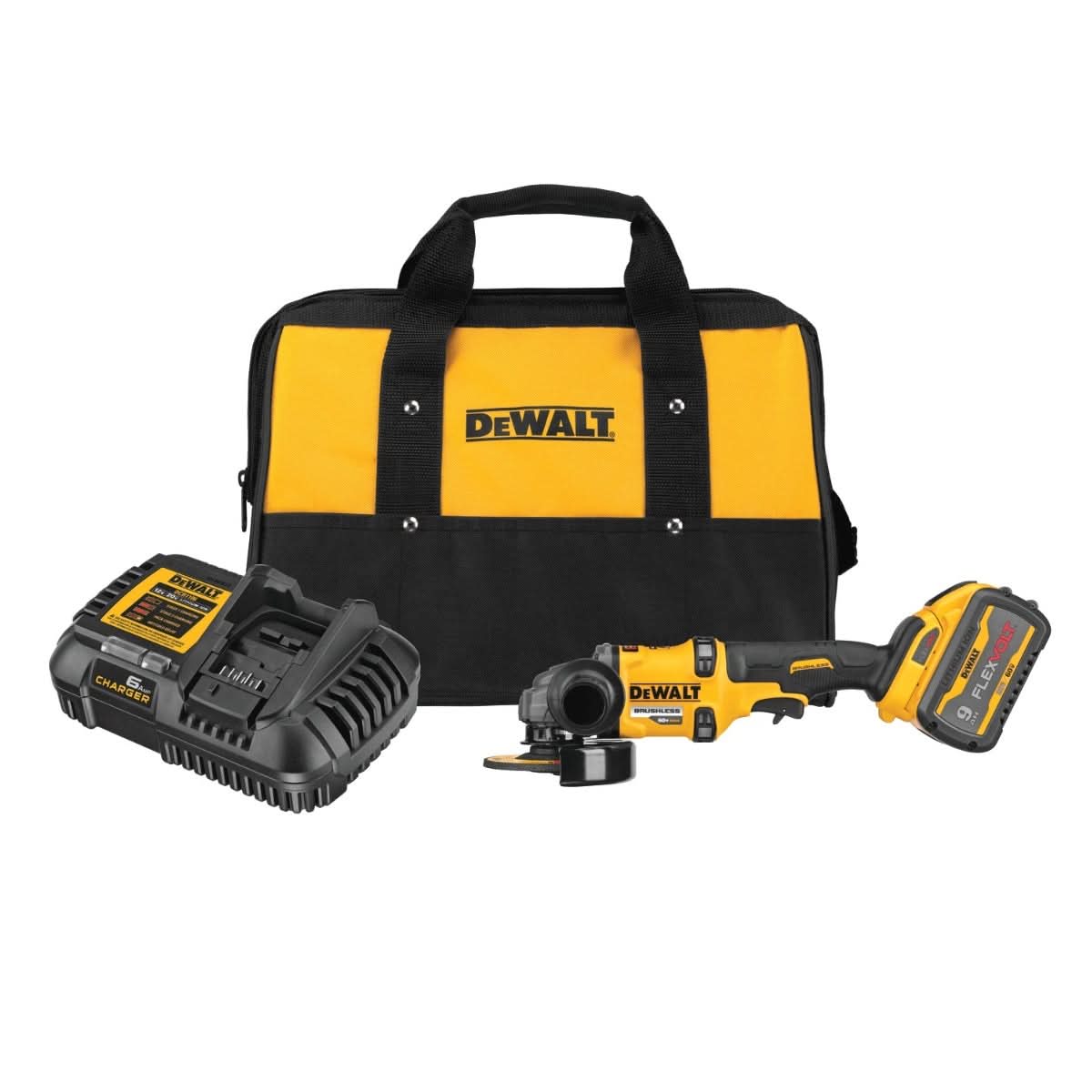 DeWalt DCG418X1 Flexvolt 60V MAX Brushless 4-1/2" - 6" Cordless Grinder With Kickback Brake 9.0Ah Kit - Image 1