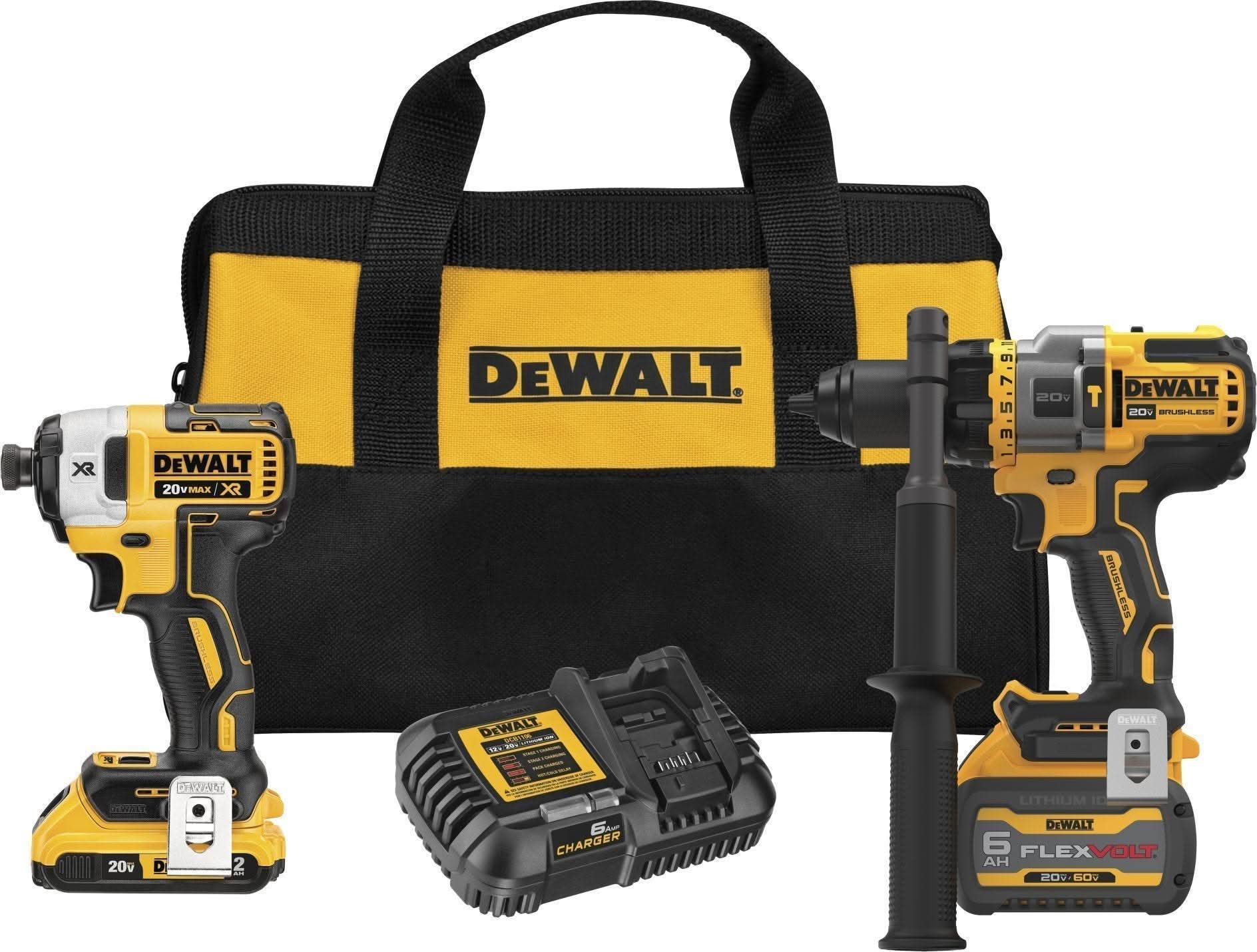 DeWalt 20V MAX Brushless Hammer Drill & Impact Driver FLEXVOLT 6.0Ah Combo Kit plus 20V MAX XR Brushless Compact Router - Image 2