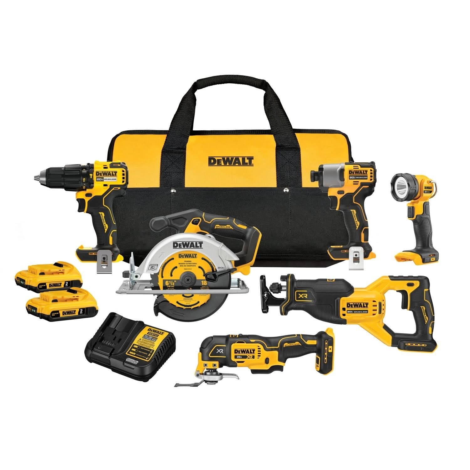 DeWalt DCK628D2 20V MAX Brushless 6-Tool 2.0Ah Combo Kit - Image 1