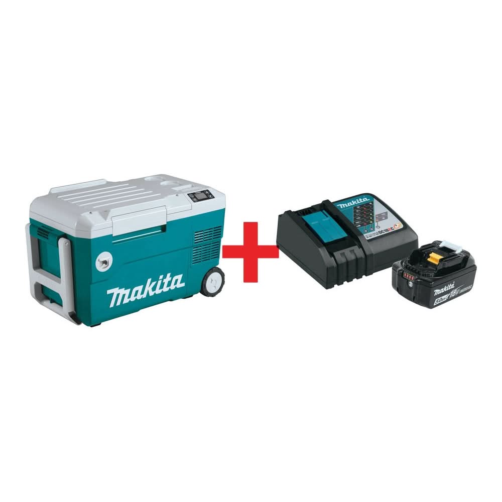 Makita 18V X2 LXT 12V/24V DC Auto AC Cooler/Warmer w/ 18V LXT Battery & Charger Starter Pack (5.0Ah) - Image 1