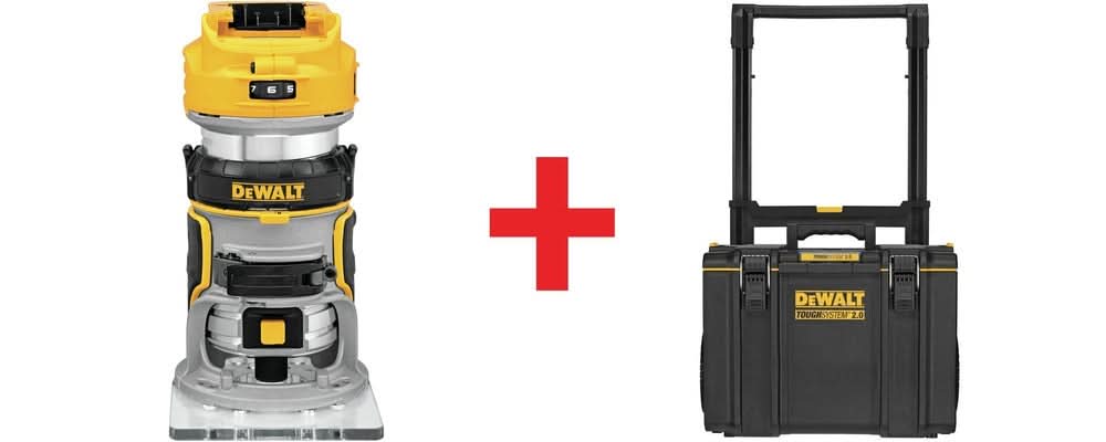DeWalt 20V MAX XR Brushless Compact Router with Toughsystem 2.0 Rolling Toolbox - Image 1