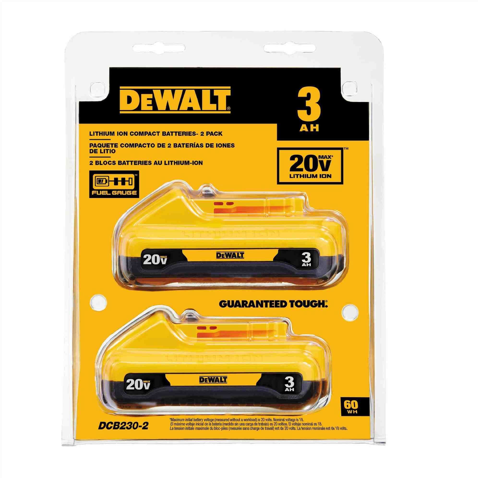 DeWalt DCB230-2 20V Max 3.0Ah Compact Battery 2-Pack (PROMO) - Image 2