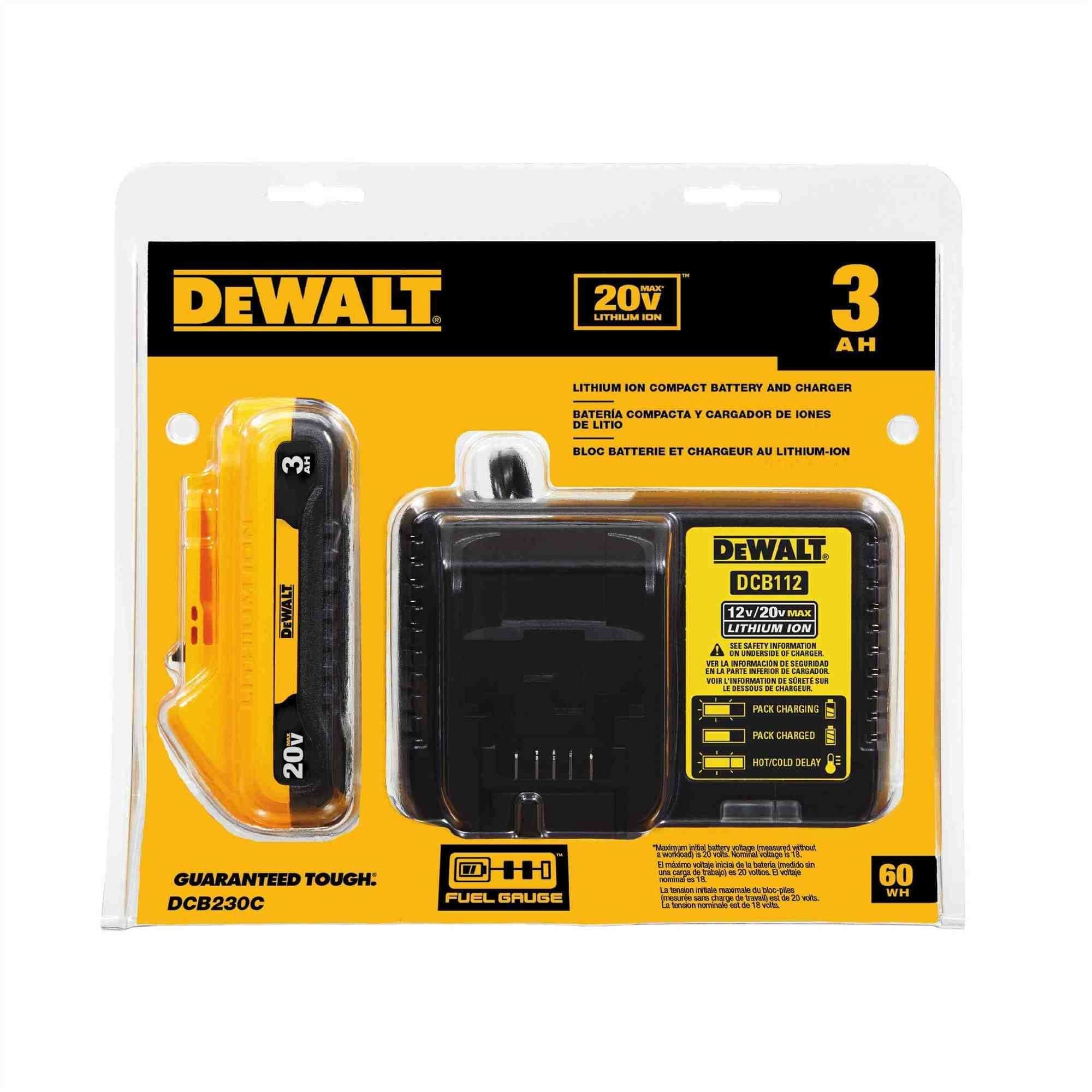 DeWalt DCB230C 20V Max 3.0Ah Compact Battery & Charger Starter Kit - Image 2