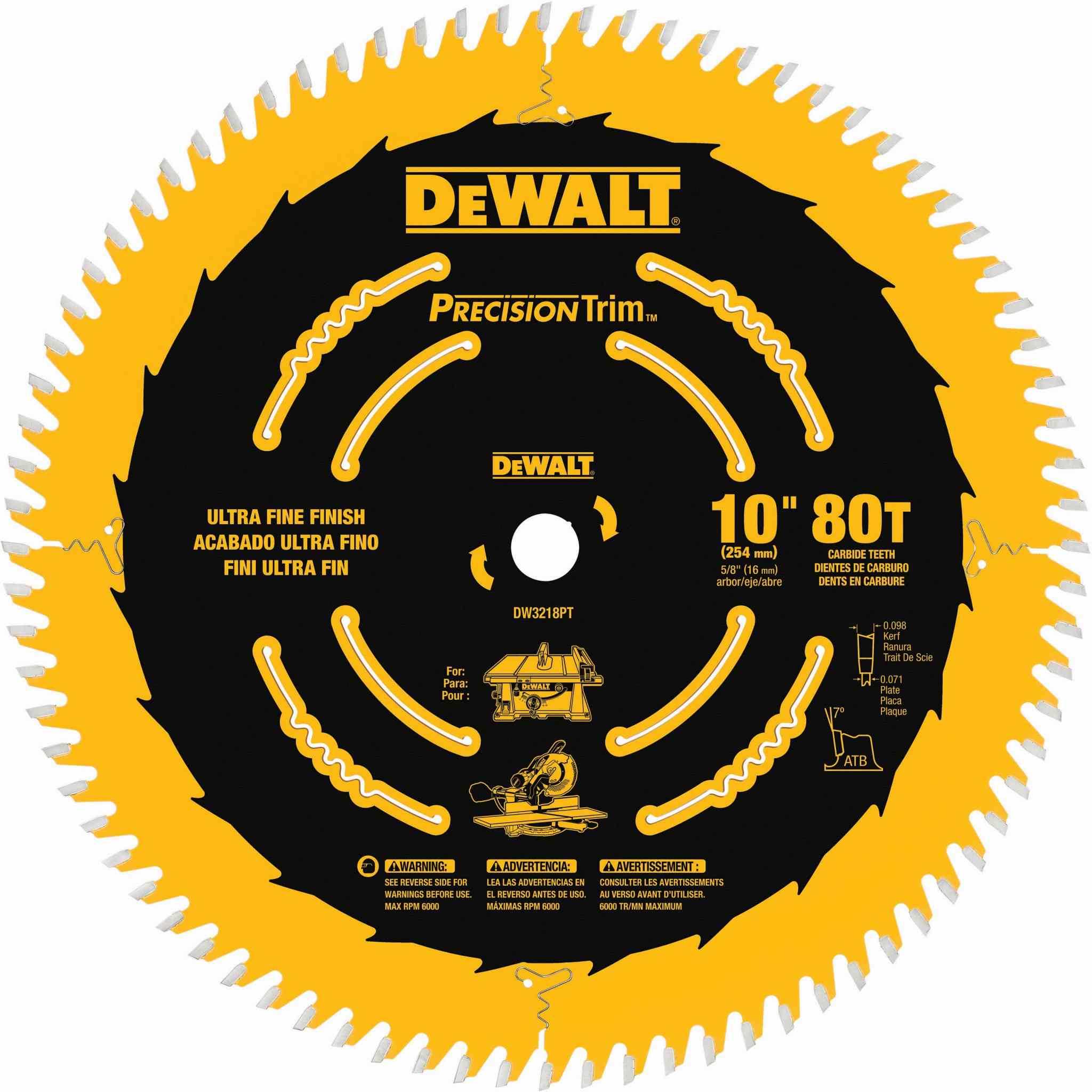 DeWalt DW3218P-Tooth 10 in. 80-Tooth Fine Crosscutting Saw Blade - Image 2