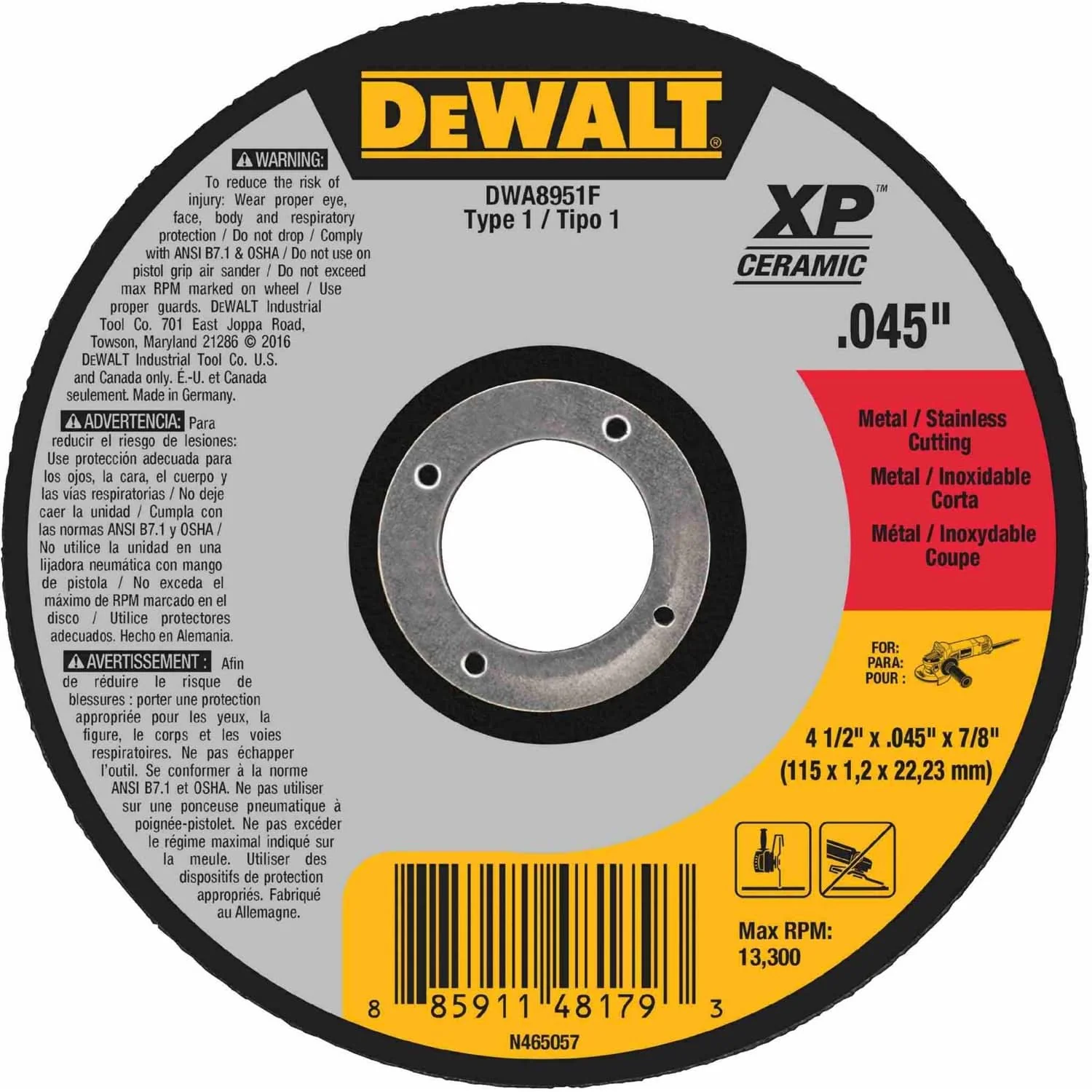 Dewalt DWA8951F 4-1/2″ X .045″ X 7/8″ T1 XP CER Cut-Off Wheel