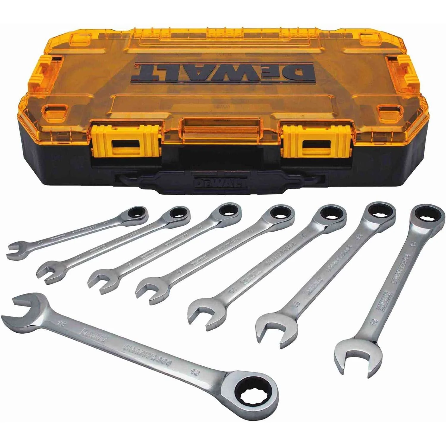 Dewalt DWMT74734 8 Piece Full Polish Ratcheting Combination Metric Wrench Set - Image 1
