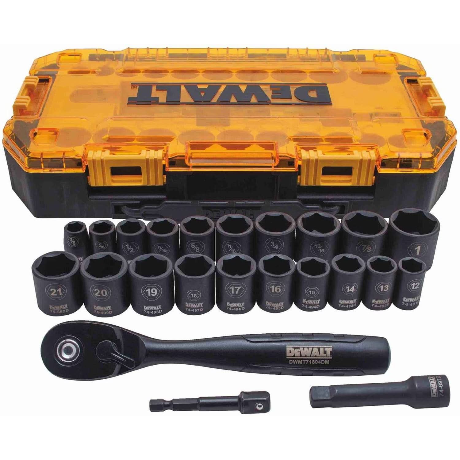 Dewalt DWMT74738 23 Piece 3/8-in Drive Deep Combination Impact Socket Set - Image 1