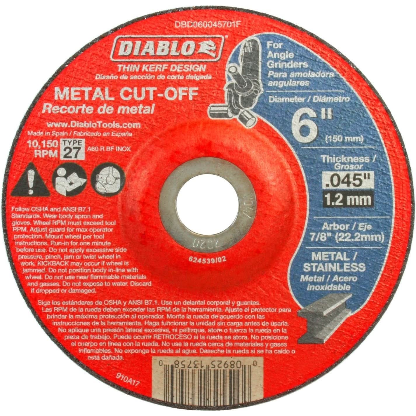 Diablo DBD060045701F 6 in. Type 27 Metal Cut-Off Disc (25-Pack)