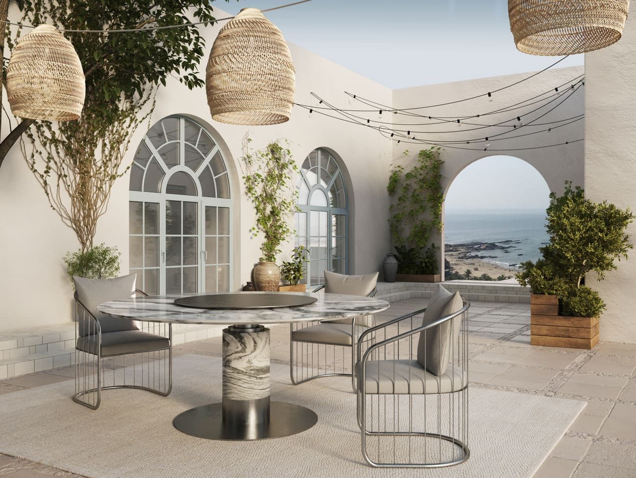 OUTDOOR DOMINO MARBLE DINING TABLE | $33,775.00 - Image 3