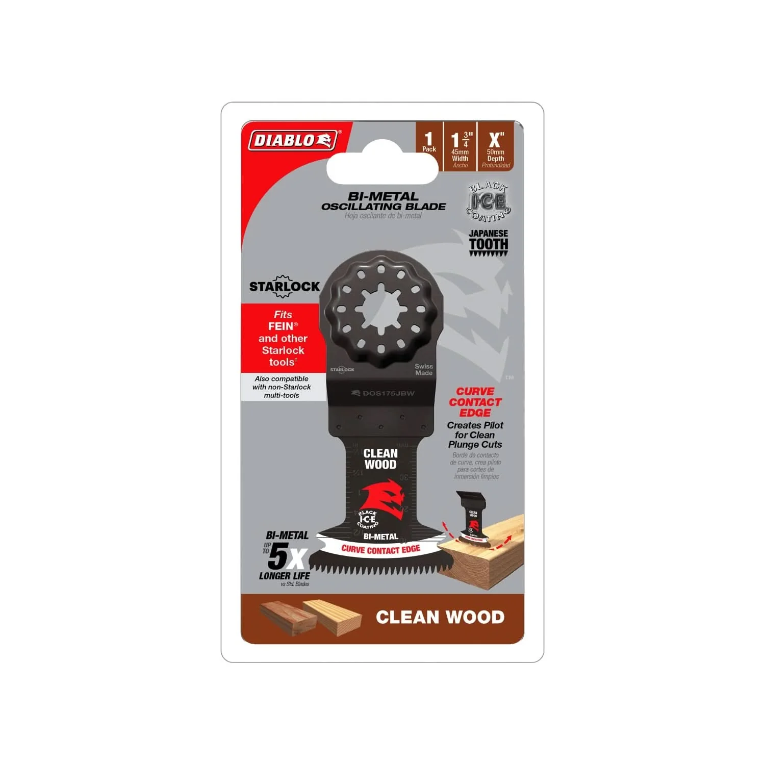 Diablo DOS175JBW Demo Demon 1-3/4 in. Starlock Bi-Metal Oscillating Blade for Clean Wood