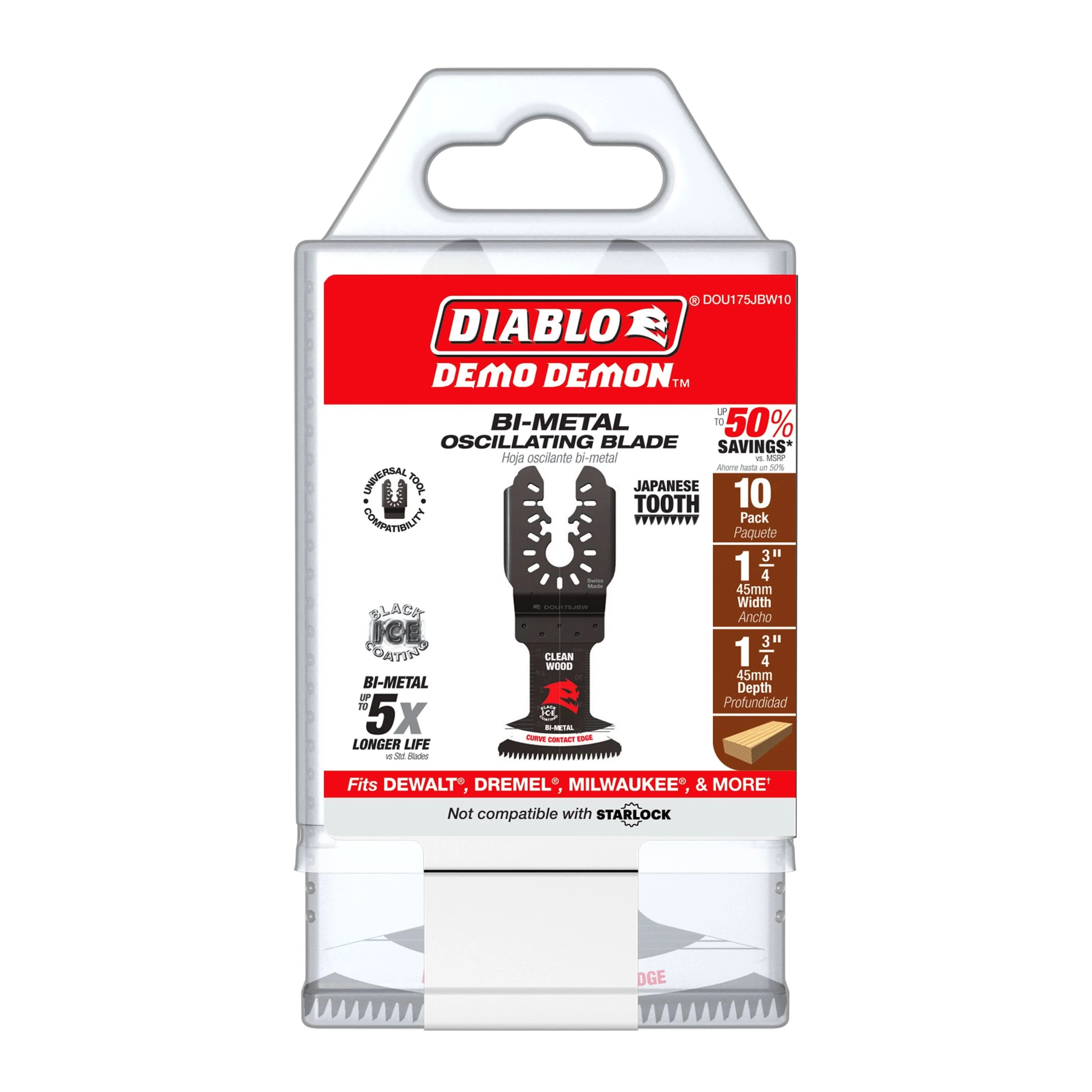 Diablo DOU175JBW3 Demo Demon 1-3/4 in. Bi-Metal Oscillating Blades for Clean Wood (3-Pack) - Image 3