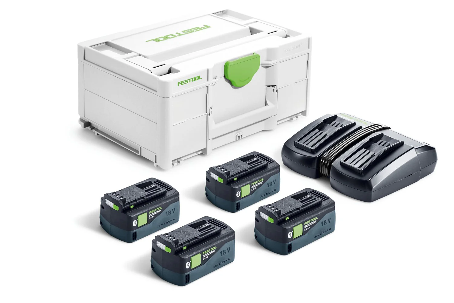 Festool 18V 5.0Ah Batteries 4-Pack and Dual Charger Kit with Systainer (578675) - Image 1
