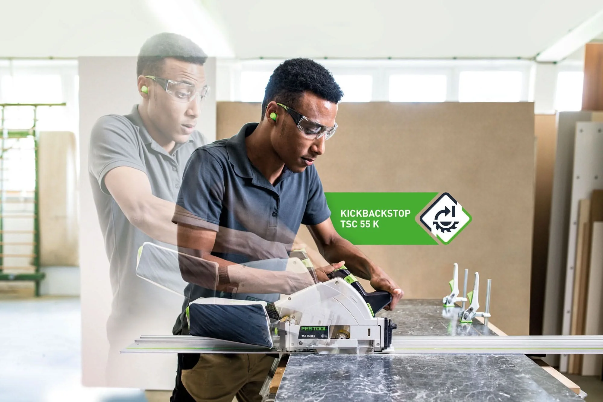 Festool 577664 TSC 55 K Cordless Track Saw + 55-Inch Guide Rail 5.2Ah Kit with Kickback Stop - Image 2