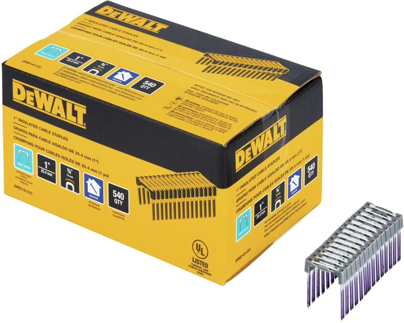 DeWALT DRS18100 3/4″ x 1″ Insulated Staples for DCN701 Stapler, 540-Pack (PROMO)