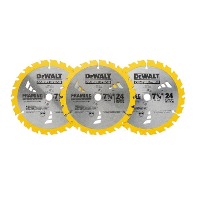 DeWalt DW3578P3 7-1/4 in. 24T Tungsten Carbide-Tipped Steel Circular Saw Blade (3-Pack)