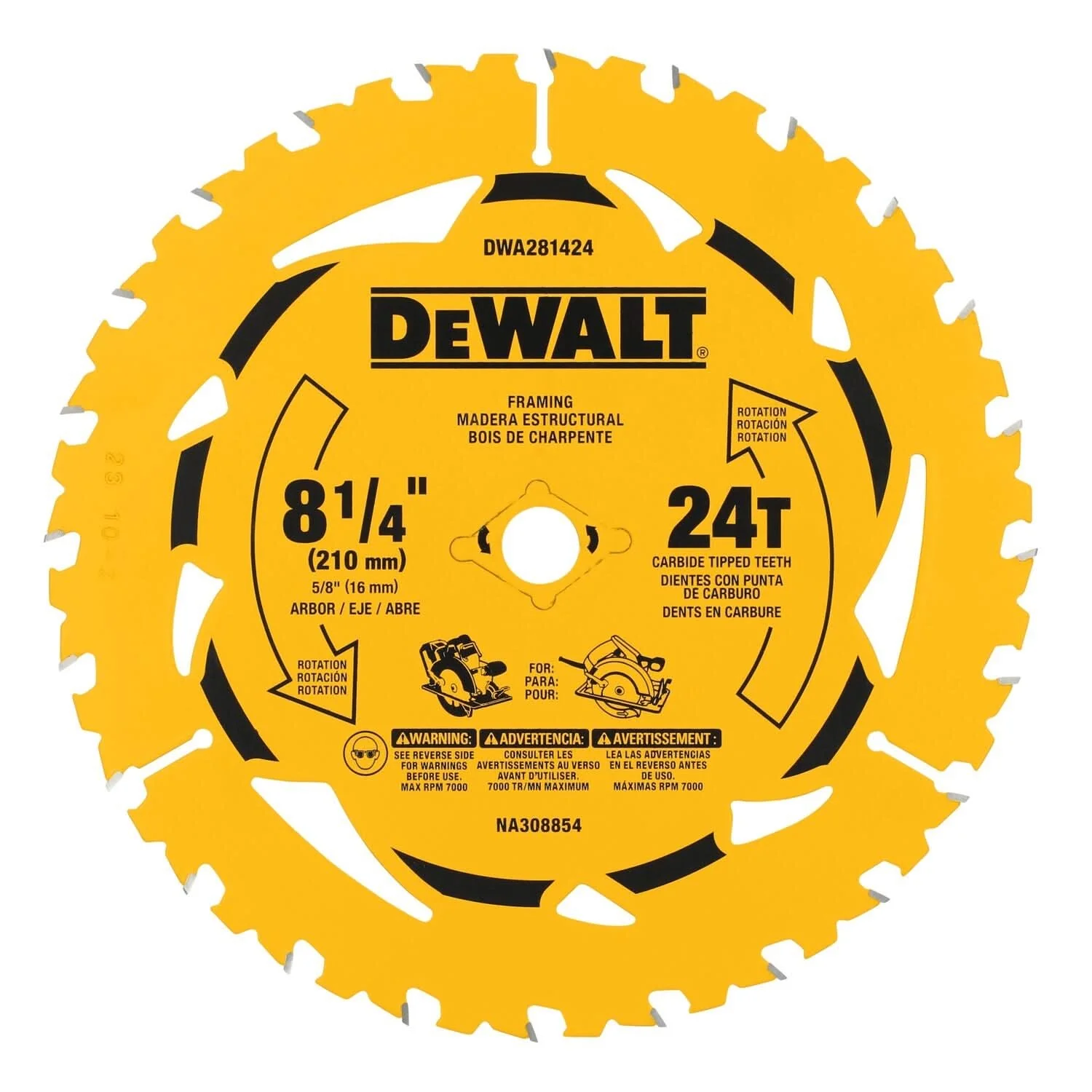 DeWalt DWA281424 8-1/4 in. 24T Carbide-Tipped Framing Saw Blade