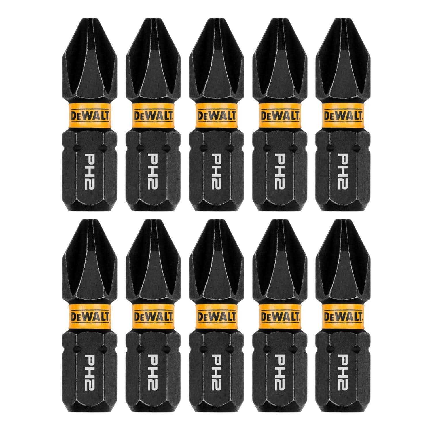 DeWalt DWAF1PH2IR10 FlexTorq Impact Ready Screwdriving Bit, PH2, 1 in. (10-Pack) - Image 2