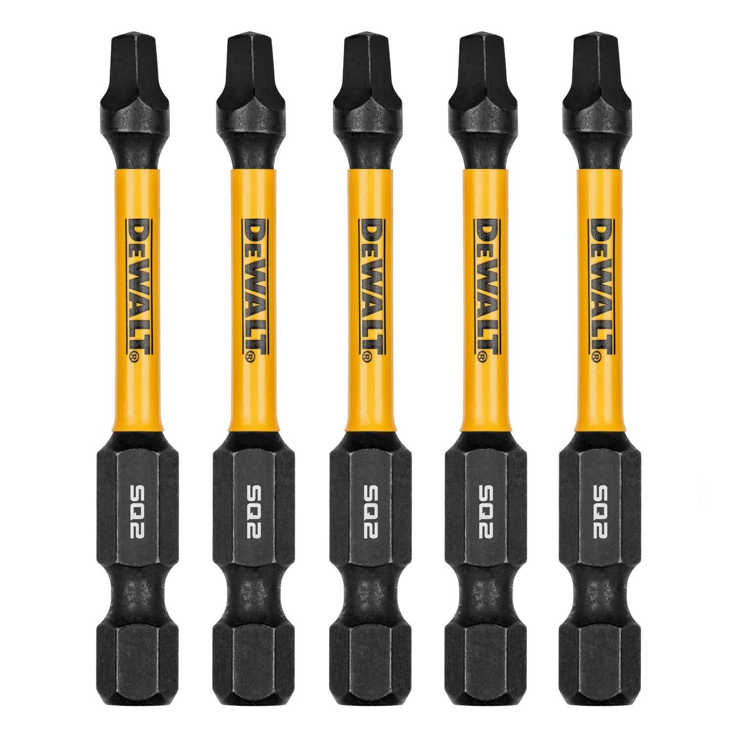 DeWalt DWAF2SQ2IR5 FlexTorq Impact Ready Screwdriving Bit, SQ2, 2-1/4 in. (5-Pack) - Image 2