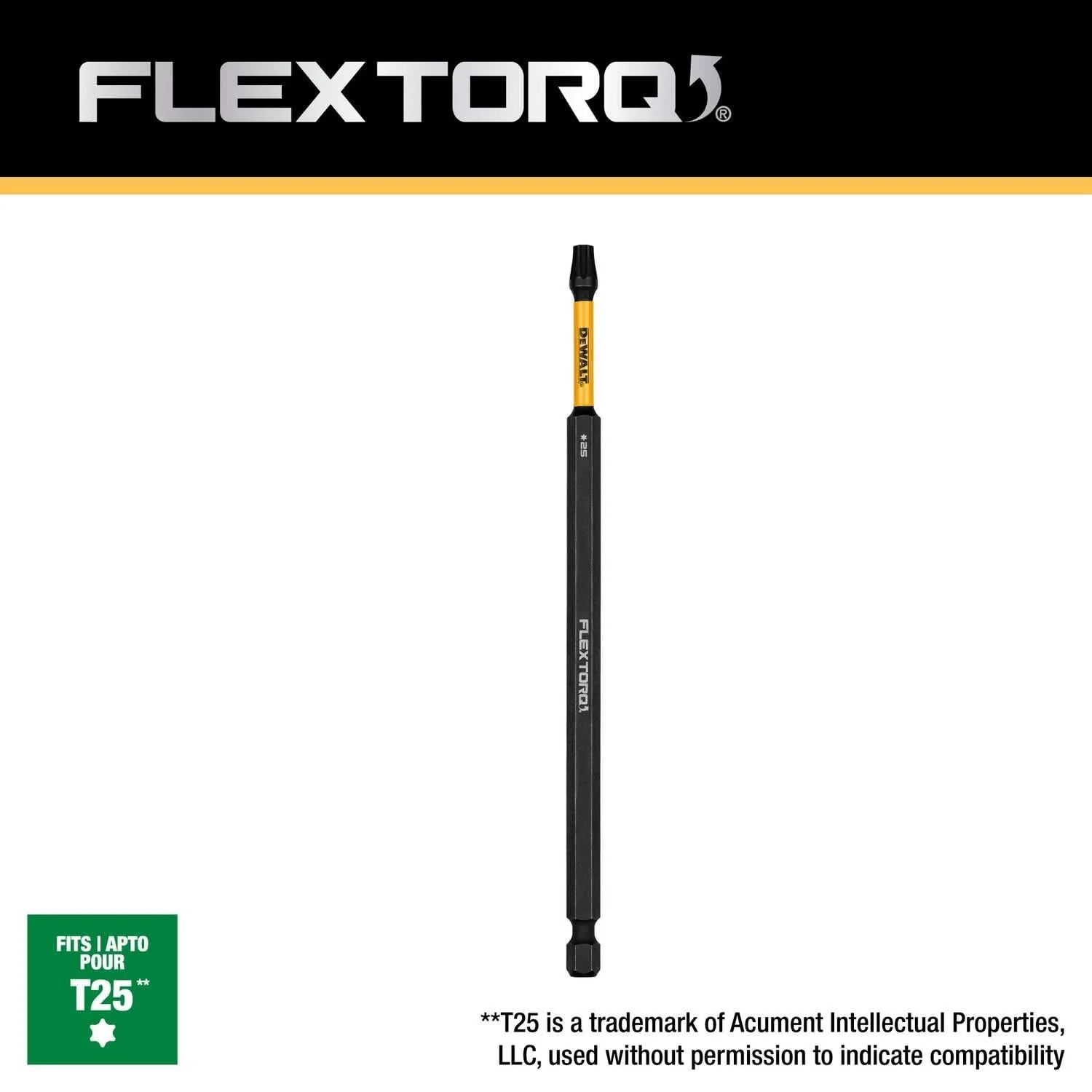 DeWalt DWAF6TX25IR FlexTorq Impact Ready Screwdriving Bit, T25, 6 in. - Image 3